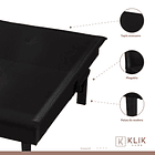 Futón Sofá Cama 2 cuerpos Simply - Ecocuero Negro 3