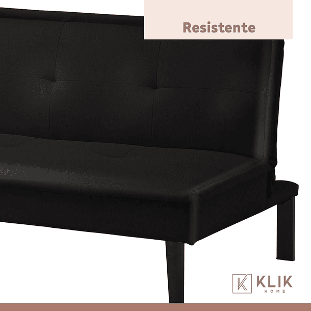 Futón Sofá Cama 2 cuerpos Simply - Ecocuero Negro 7