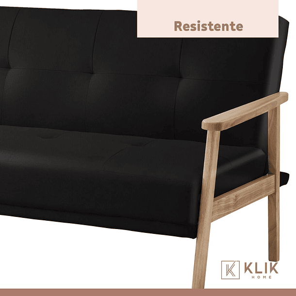 Futón Sofá Cama 3 cuerpos Amelia - Ecocuero Negro 7