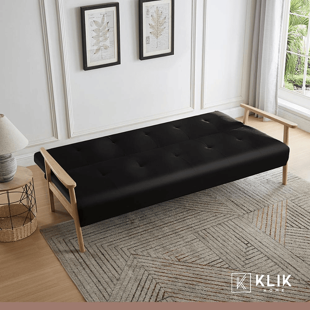 Futón Sofá Cama 3 cuerpos Amelia - Ecocuero Negro 8