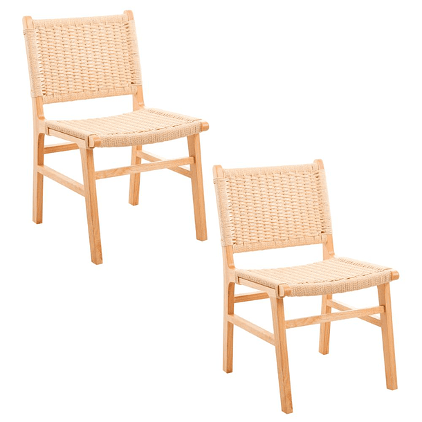 Pack de 2 Sillas de Comedor Danesa Elisa Wegner Madera con hilo de cuerda - Natural 1