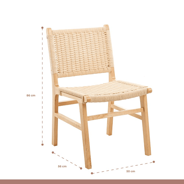 Pack de 2 Sillas de Comedor Danesa Elisa Wegner Madera con hilo de cuerda - Natural 4