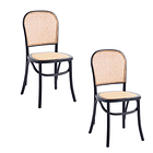 Pack de 2 Sillas de Comedor Hoffman o Lombardia Madera Rattan - Negra 1