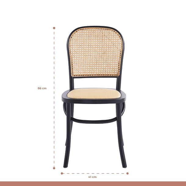 Pack de 2 Sillas de Comedor Hoffman o Lombardia Madera Rattan - Negra 4
