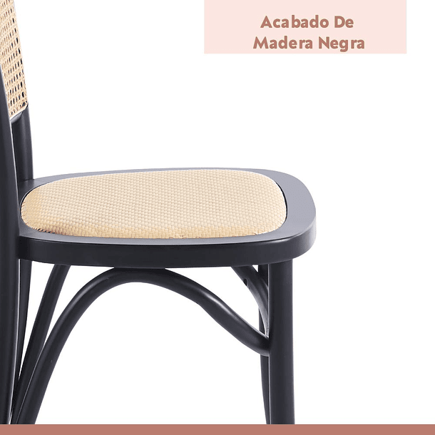 Pack de 2 Sillas de Comedor Hoffman o Lombardia Madera Rattan - Negra 5