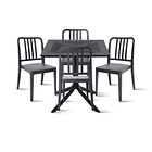Mesa restaurant 80x80 Polipropileno + 4 Sillas Navy - Negra 1
