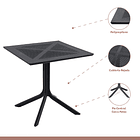 Mesa restaurant 80x80 Polipropileno + 4 Sillas Navy - Negra 3