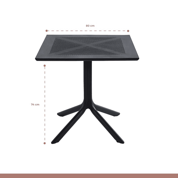 Mesa restaurant 80x80 Polipropileno + 4 Sillas Navy - Negra 5