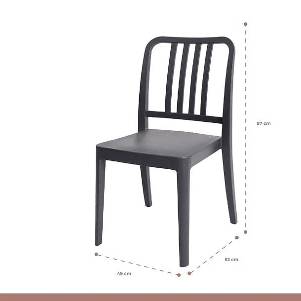 Mesa restaurant 80x80 Polipropileno + 4 Sillas Navy - Negra 6