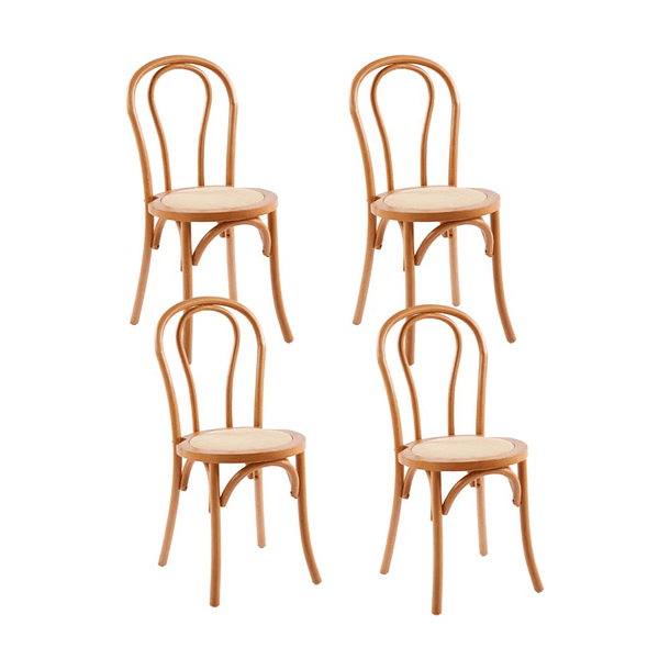 Pack 4 Sillas Amelia Vienna Madera Rattan - Natural 1