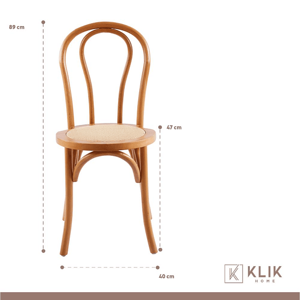 Pack 4 Sillas Amelia Vienna Madera Rattan - Natural 4