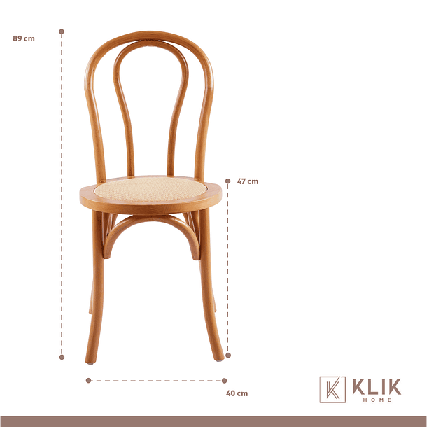 Pack 4 Sillas Amelia Vienna Madera Rattan - Natural 12