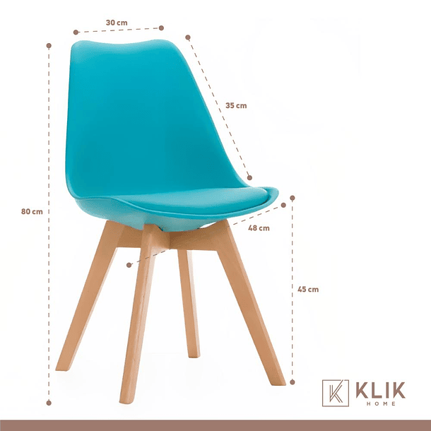 Pack de 4 Sillas Tulip Turquesa 5