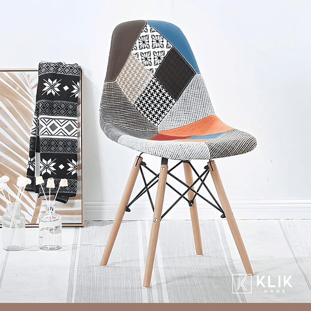 Pack de 4 Sillas Eames Patchwork Acolchada Tradicionales 2