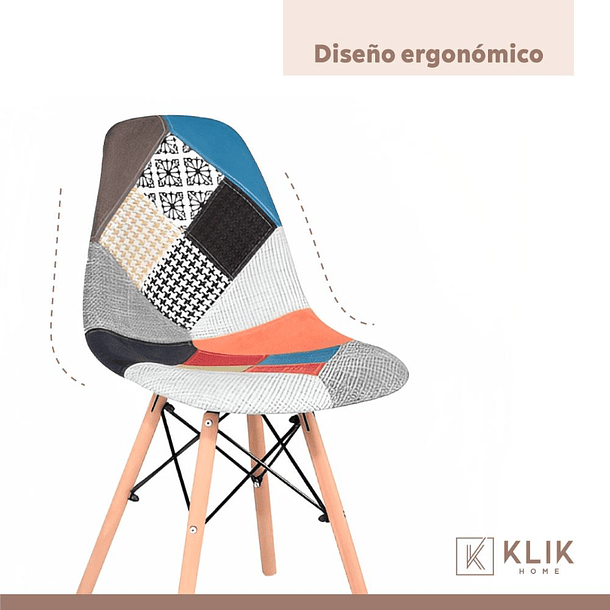 Pack de 4 Sillas Eames Patchwork Acolchada Tradicionales 5
