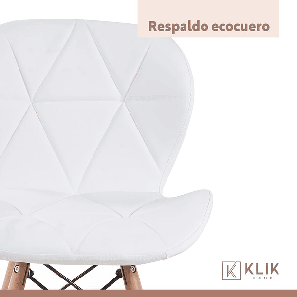 Pack de 4 Sillas Radar Acolchadas Ecocuero Blancas 5