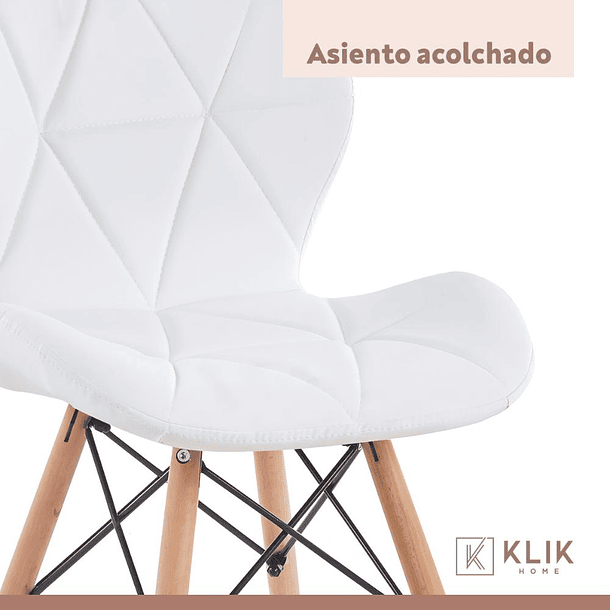 Pack de 4 Sillas Radar Acolchadas Ecocuero Blancas 7