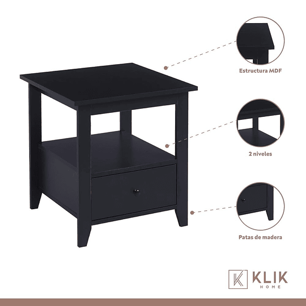 Velador Mesa Lateral Auxiliar con Cajón Bohemio 8