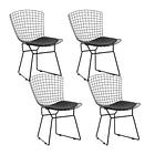 Pack de 4 Sillas Bertoia metal de terraza living comedor acolchada - Negra 1