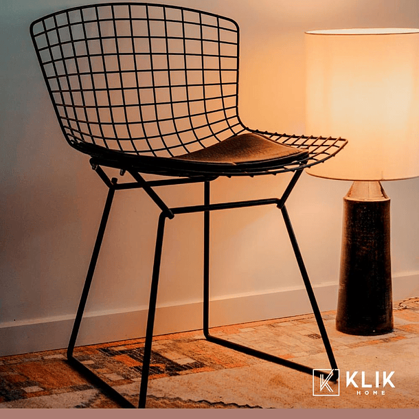 Pack de 4 Sillas Bertoia metal de terraza living comedor acolchada - Negra 2