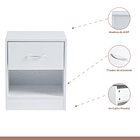 Velador Cajón y Espacio Almacenamiento Minimal Blanco 8