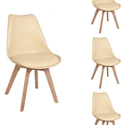 Pack de 4 Sillas Tulip Acolchadas Beige 1