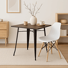 Mesa Tolix restaurant cuadrada negra 80x80 con cubierta de Madera Oscura Walnut 3