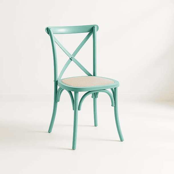 Silla Crossback Danubio Madera Rattan - Menta Vintage 1