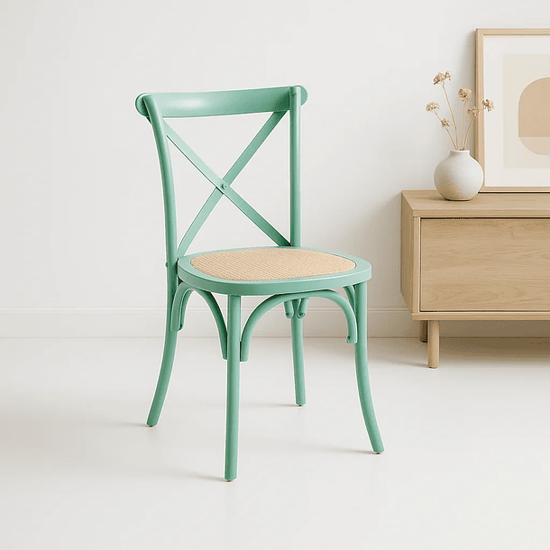 Silla Crossback Danubio Madera Rattan - Menta Vintage 6
