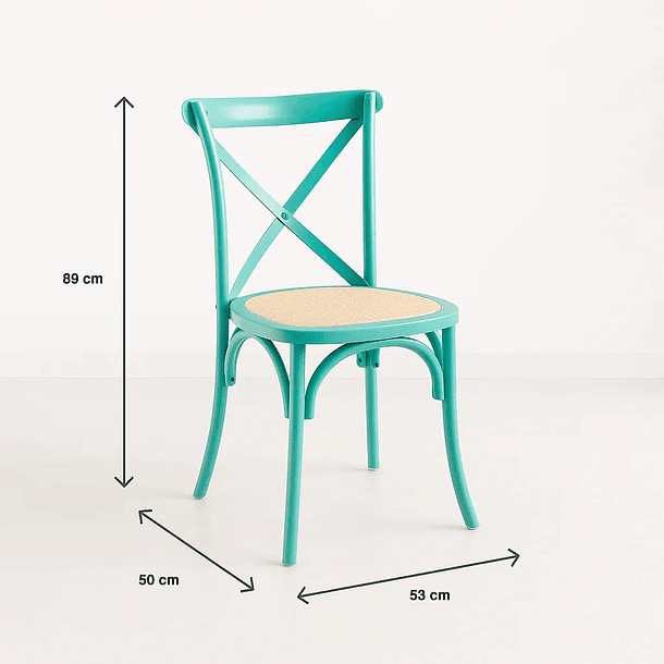 Silla Crossback Danubio Madera Rattan - Menta Vintage 11