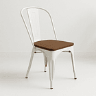 Silla Tolix con asiento de Madera Oscura Walnut - Blanca 2