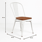 Silla Tolix con asiento de Madera Oscura Walnut - Blanca 11