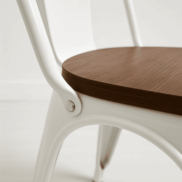 Silla Tolix con asiento de Madera Oscura Walnut - Blanca 13