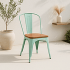 Silla Tolix con asiento de Madera Oscura Walnut - Menta 4