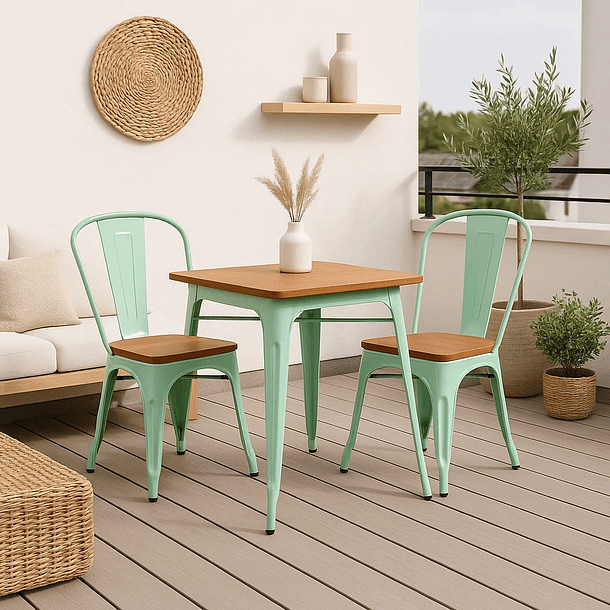 Silla Tolix con asiento de Madera Oscura Walnut - Menta 7