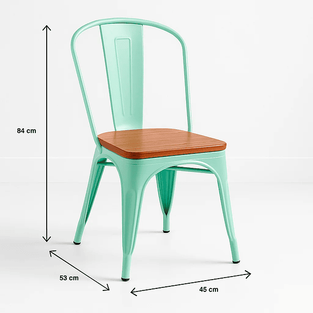Silla Tolix con asiento de Madera Oscura Walnut - Menta 11