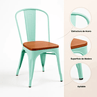 Silla Tolix con asiento de Madera Oscura Walnut - Menta 12