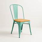 Silla Tolix con asiento de madera clara - Menta 2