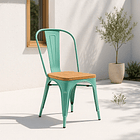 Silla Tolix con asiento de madera clara - Menta 5