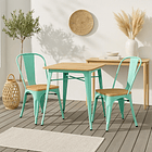 Silla Tolix con asiento de madera clara - Menta 7