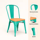 Silla Tolix con asiento de madera clara - Menta 12