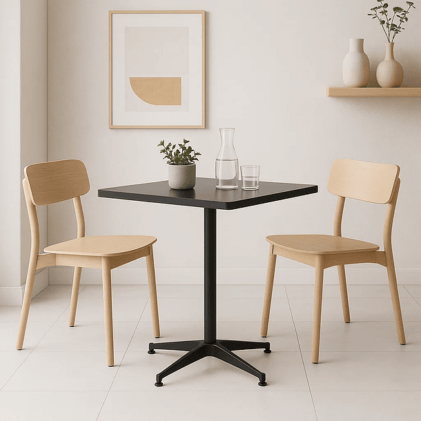 Mesa de restaurant 70x70 de metal cruz y MDF - Negra 3