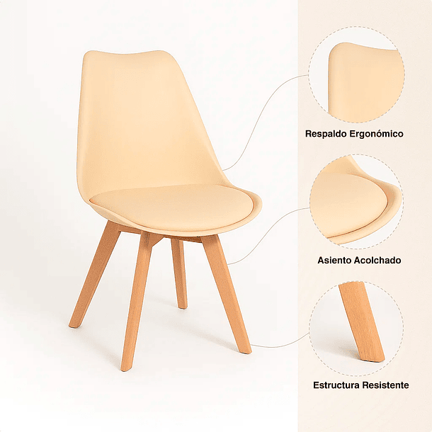 Silla Tulip Acolchada - Beige 12