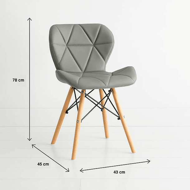 Silla Radar Acolchada Ecocuero - Gris 9