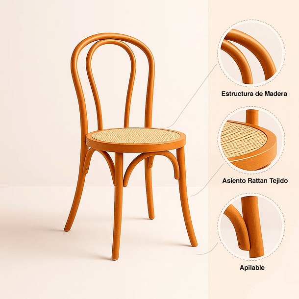 Silla Amelia Vienna Madera Rattan - Natural 5