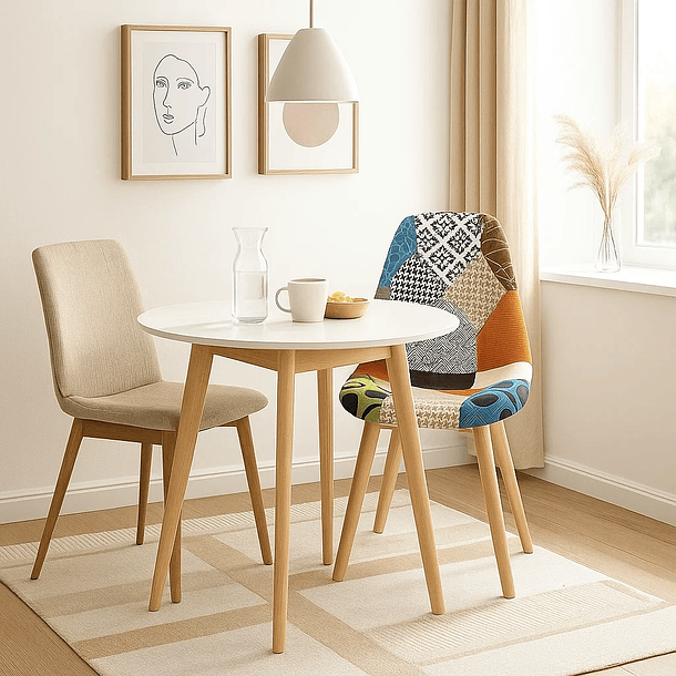 Silla Patchwork Acolchado Tela Wood - Naranja 10