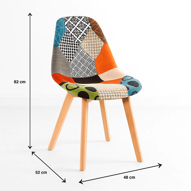 Silla Patchwork Acolchado Tela Wood - Naranja 11