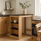 Mesa de cocina organizadora alta color madera con cubierta negra - Negro 3