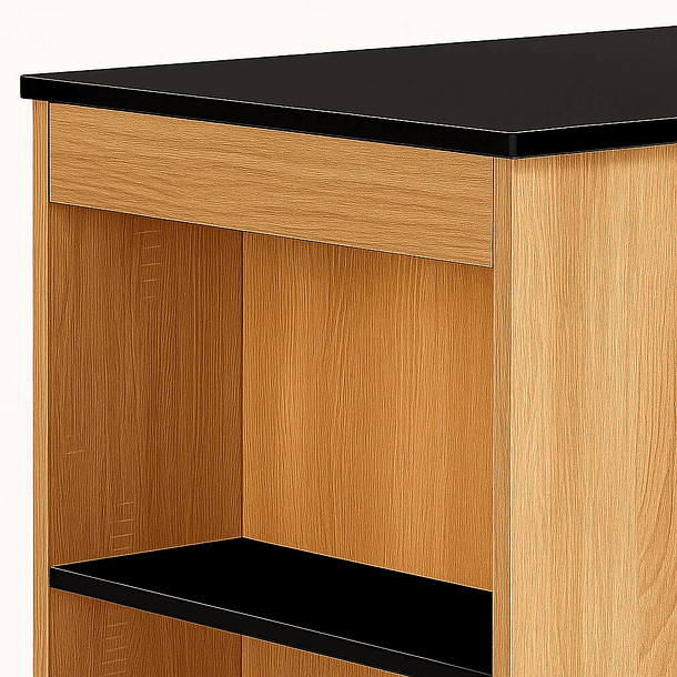 Mesa de cocina organizadora alta color madera con cubierta negra - Negro 6