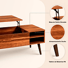 Mesa de Centro Rústica Greva Lift con Cajones y Repisa 12